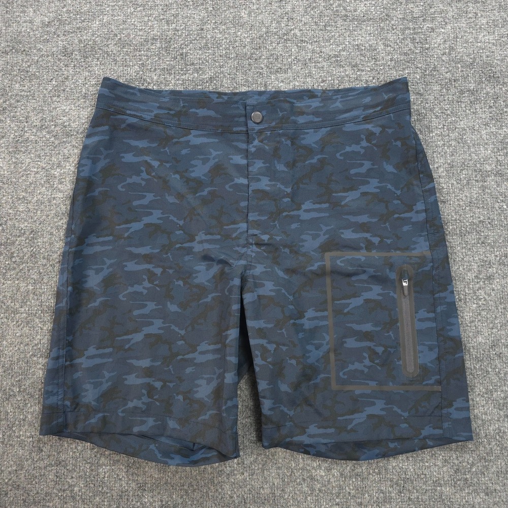 Mack Weldon Shorts Mens 34 Blue Camo Stretch‎ Boardshort Swim Preppy Logo